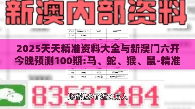 2025天天精准资料大全与新澳门六开今晚预测100期:马、蛇、猴、鼠-精准解读、专家解读解释与落实,拒绝不实的假宣传影